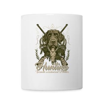 German Wirehaired Dog Hunting Hunter Motif - Mug - white - Front
