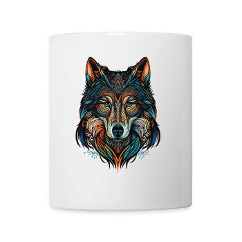 Tête de loup avec des motifs tribaux - Mug blanc - blanc - Devant