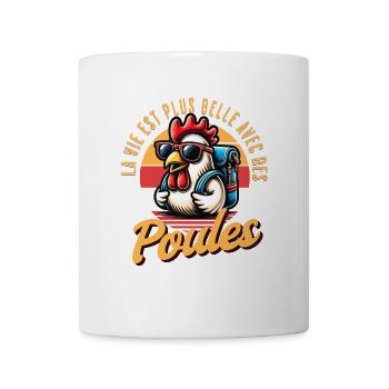 Poule Drole Agriculteur Fermier Vie avec des Poule - Mug blanc - blanc - Devant