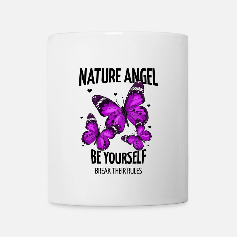 Butterfly - Schmetterling lila mit Schriftzug - Tasse - Weiß