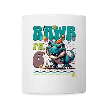 6ème anniversaire Rawr T Rex Dinosaure - Mug blanc - blanc - Devant