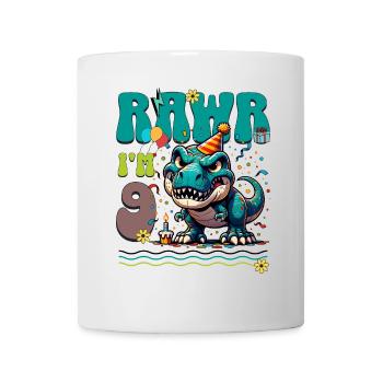 9th Birthday Rawr T Rex Dinosaur - Mug - white - Front