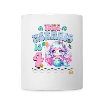 Mermaid 4th Birthday Girl Kids - Mug - white - Front