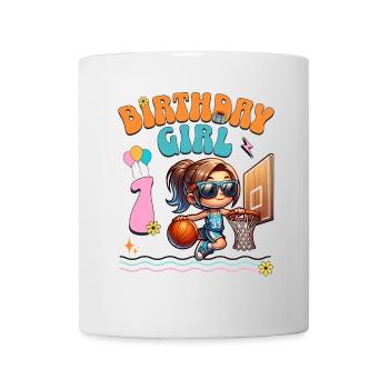 basket-ball 1er anniversaire fille basketteur - Mug blanc - blanc - Devant