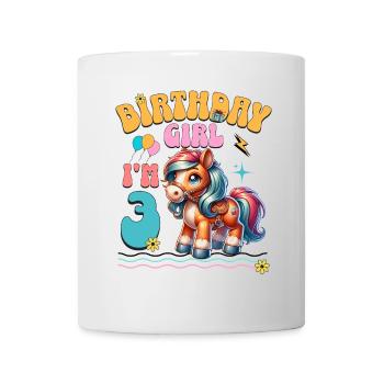 poney 3ème anniversaire fille équitation - Mug blanc - blanc - Devant