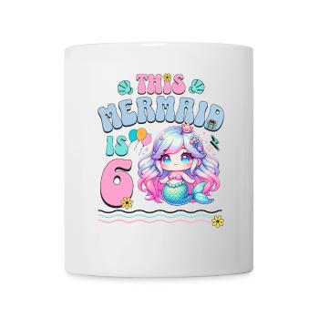 Mermaid 6th Birthday Girl Kids - Mug - white - Front