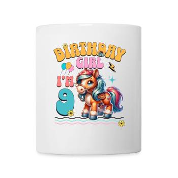 poney 9e anniversaire fille équitation - Mug blanc - blanc - Devant
