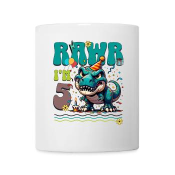 5. Geburtstag Rawr T Rex Dinosaurier - Tasse - Weiß - Vorne