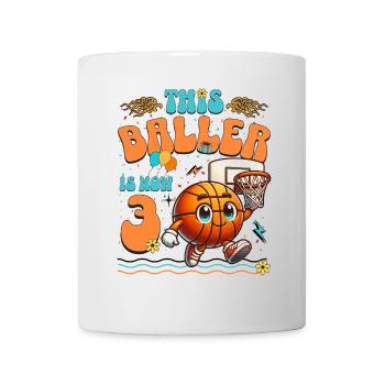 Fête d'anniversaire pour enfants du 3ème anniversaire du basket-ball - Mug blanc - blanc - Devant