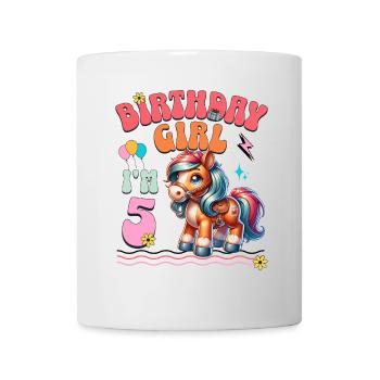 5ème anniversaire fille équitation - Mug blanc - blanc - Devant