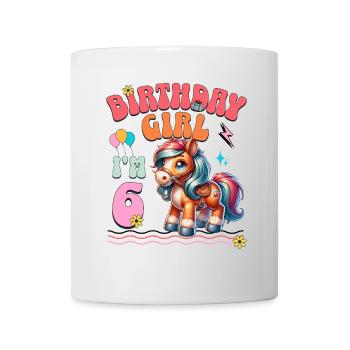 6ème anniversaire fille équitation - Mug blanc - blanc - Devant