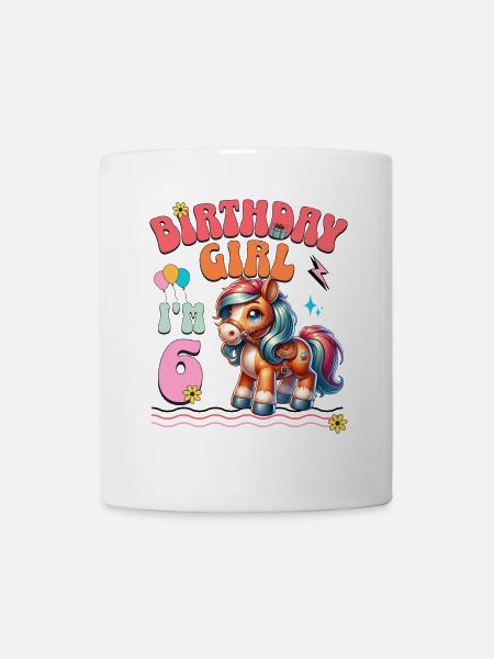 6. Geburtstag Mädchen Pferd Reiten - Tasse - Weiß