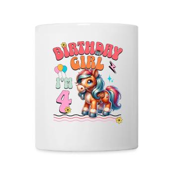 4ème anniversaire fille équitation - Mug blanc - blanc - Devant