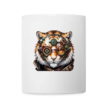 Steampunk Tiger Geschenk Kinder Tiger - Tasse - Weiß - Vorne