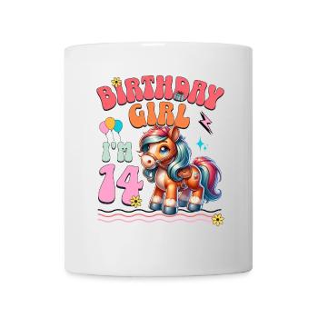 14e anniversaire fille équitation - Mug blanc - blanc - Devant