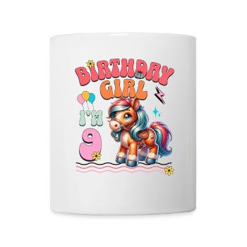 9ème anniversaire fille équitation - Mug blanc - blanc - Devant