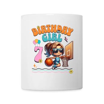 basket-ball 7e anniversaire fille basketteur - Mug blanc - blanc - Devant