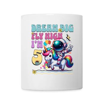 Astronaute Licorne 5e anniversaire - Mug blanc - blanc - Devant