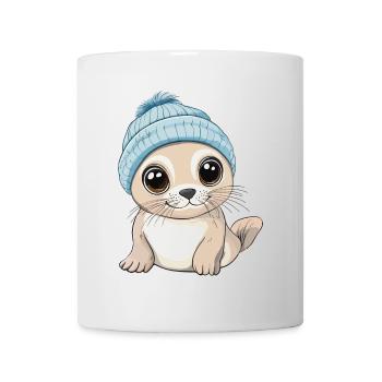 Robbe Süß Niedlich Baby Kinder Tier Cartoon - Tasse - Weiß - Vorne
