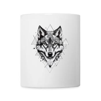 Loup Tête de loup Art géométrique Nature sauvage - Mug blanc - blanc - Devant