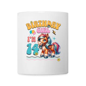 14e anniversaire fille équitation - Mug blanc - blanc - Devant