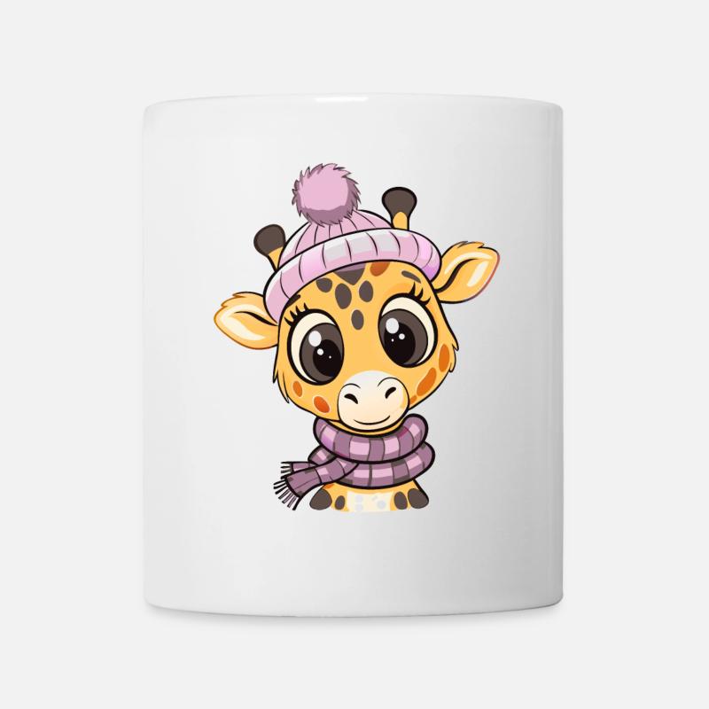 Niedliche Giraffe mit Schal und Pudelmütze. - Tasse - Weiß