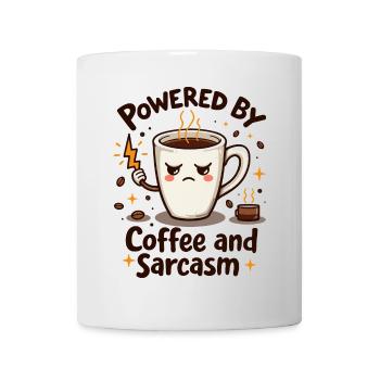 Propulsé par le café et le sarcasme - Mug blanc - blanc - Devant