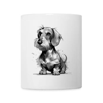 Wire-haired dachshund drawn - Dachshund painted - Mug - white - Front