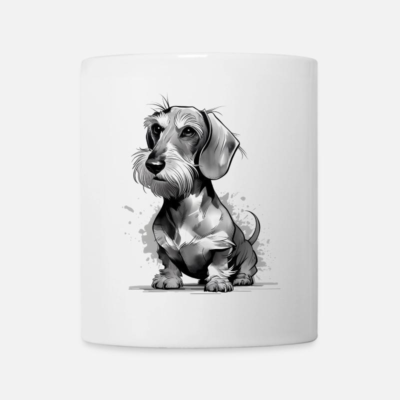 Teckel à poil dur dessiné - Teckel peint - Mug blanc - blanc