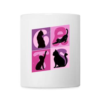 Chaton Chaton Chat Silhouette Art Coloré - Mug blanc - blanc - Devant