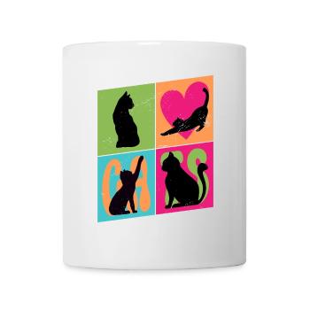 Chat Chaton Chat Silhouette Coeur Art Coloré - Mug blanc - blanc - Devant