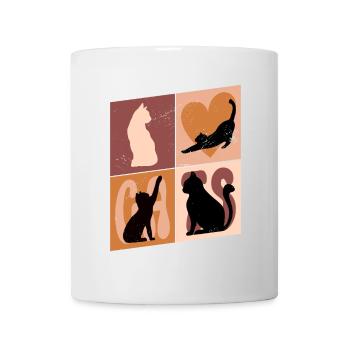 Chat Chaton Chat Silhouette Coeur Art Coloré - Mug blanc - blanc - Devant