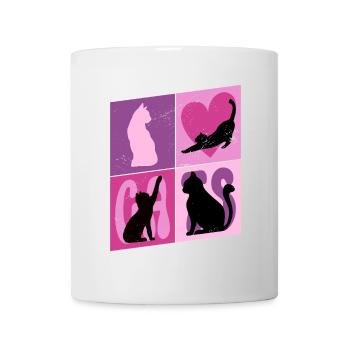 Chat Chaton Chat Silhouette Coeur Art Coloré - Mug blanc - blanc - Devant