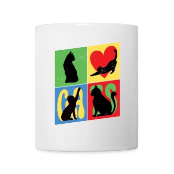 Chat Chaton Chat Silhouette Coeur Art Coloré - Mug blanc - blanc - Devant