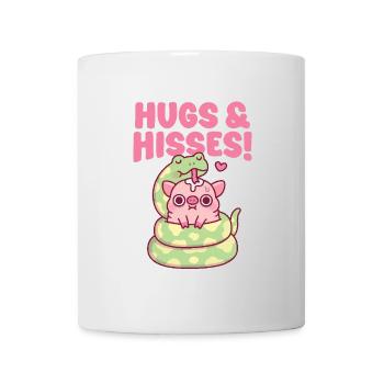 Serpent mignon enroulé autour du cochon câlins et sifflements drôles - Mug blanc - blanc - Devant