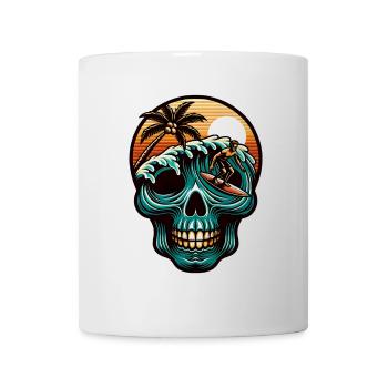 Crâne de surfeur de surf - Mug blanc - blanc - Devant