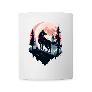 Wolf Moon Night Wolf Head Forest Nature Mountains Wilderness - Mug - white - Front