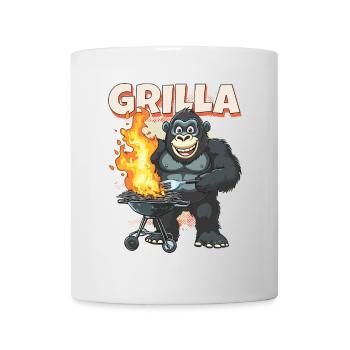 Grillen Grilla Griller Gorilla BBQ Spruch Lustig - Tasse - Weiß - Vorne
