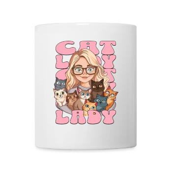 Chat Dame Chats Femme Fille J’aime les chats Drôle - Mug blanc - blanc - Devant