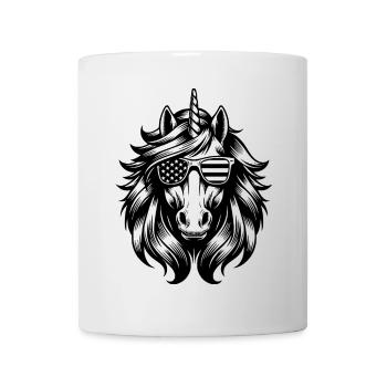 États-Unis Licorne avec lunettes de soleil - Mug blanc - blanc - Devant