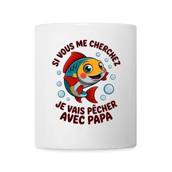 Je vais à la pêche avec papa - poisson drôle - Mug blanc - blanc - Devant