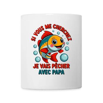 Je vais à la pêche avec papa - poisson drôle - Mug blanc - blanc - Devant