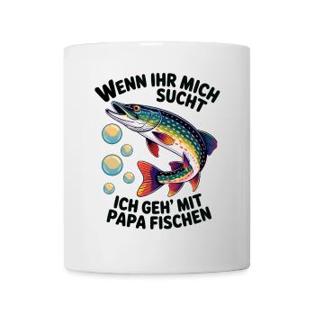 Ich gehe mit Papa angeln fischen springender Hecht - Tasse - Weiß - Vorne
