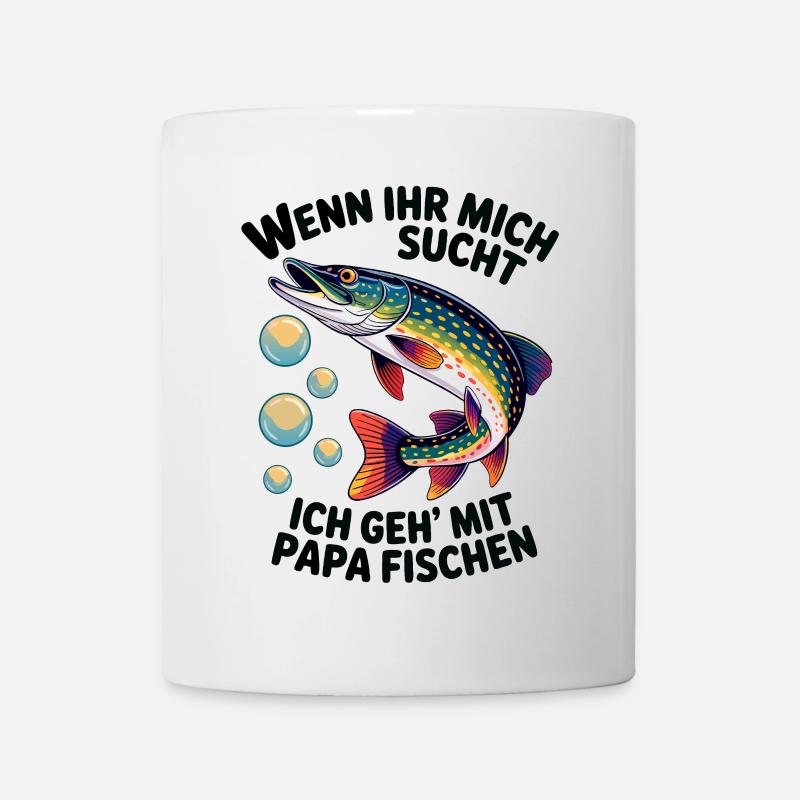 Ich gehe mit Papa angeln fischen springender Hecht - Tasse - Weiß
