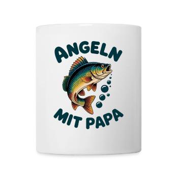 Angeln mit Papa mit springendem Barsch - Tasse - Weiß - Vorne