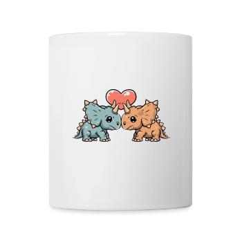 Dinosaur triceratops Couple Heart - Mug - white - Front