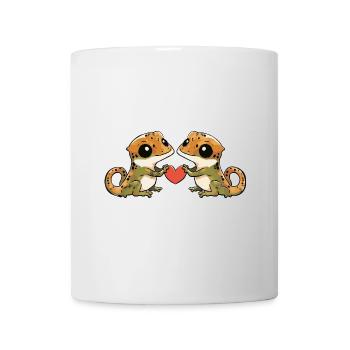 Couple de lézards amoureux Gecko Saint-Valentin - Mug blanc - blanc - Devant