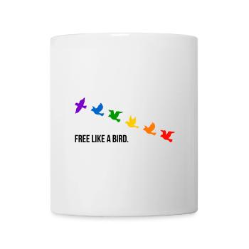 Free like a bird, in Regenbogenfarben - Tasse - Weiß - Vorne