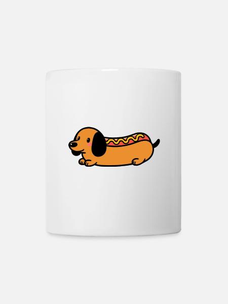 Comic Hund Wiener Hot Dog Dackel Hotdog Senf - Tasse - Weiß