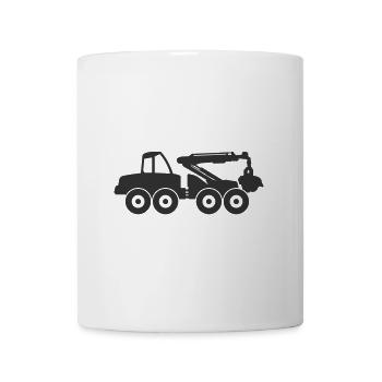 Log harvester icon moto. Timber logger machine - Mug - white - Front